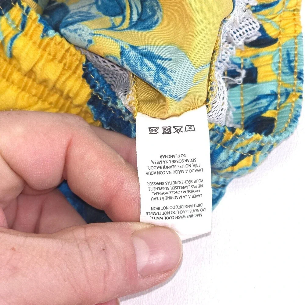 Trunks Surf & Swim Board Shorts Mens Medium Floral Print Elastic Waist No Lining